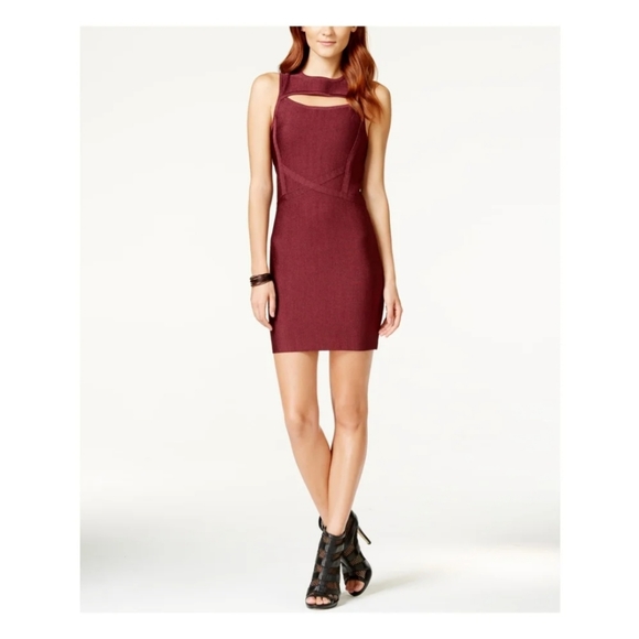 Material Girl Burgandy Bodycon Dress Size L - Picture 1 of 8